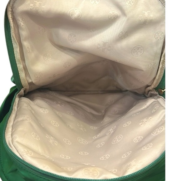 Tory Burch Ella Logo Nylon Adjustable Dual Zip Compartment Backpack in Arugula - Picture 7 of 16